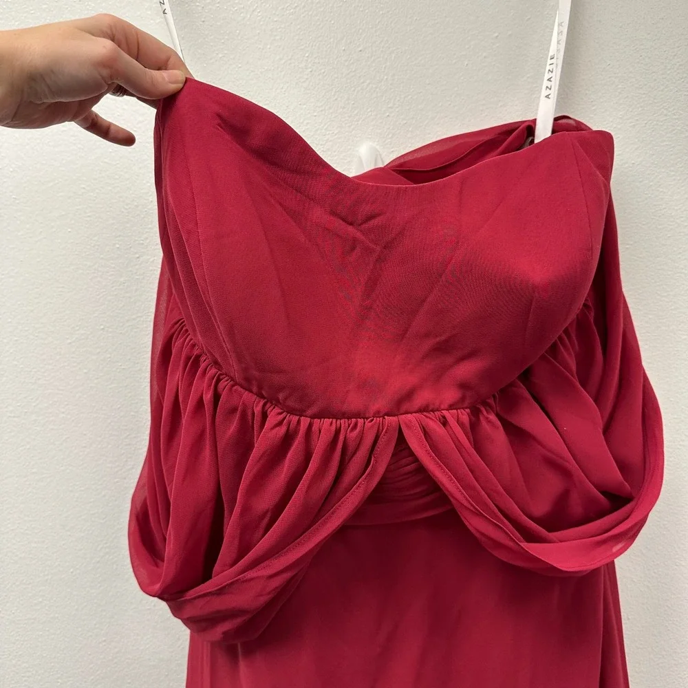 Azazie Fifi A-Line‎ Strapless Chiffon Convertible Dress Burgundy A22